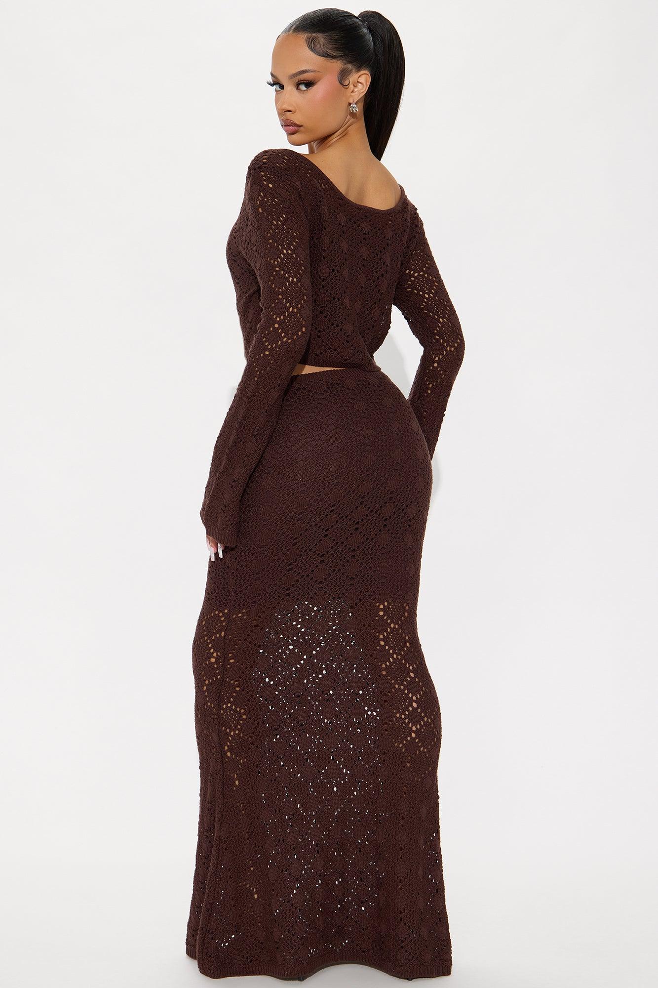 Cozumel Crochet Maxi Skirt Set - Chocolate Product Image