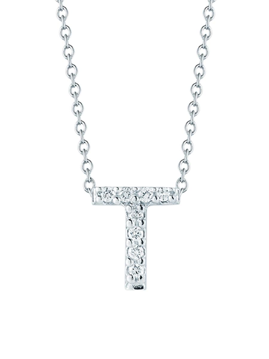 Womens Tiny Treasures 0.08 TCW Diamond & 18K White Gold Initial Necklace Product Image