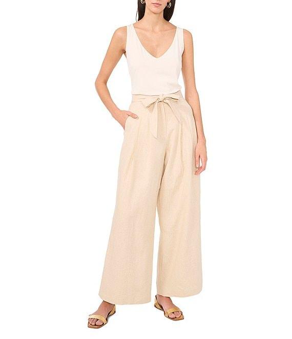 Vince Camuto Linen Wide Leg Tie Waist Pants Product Image