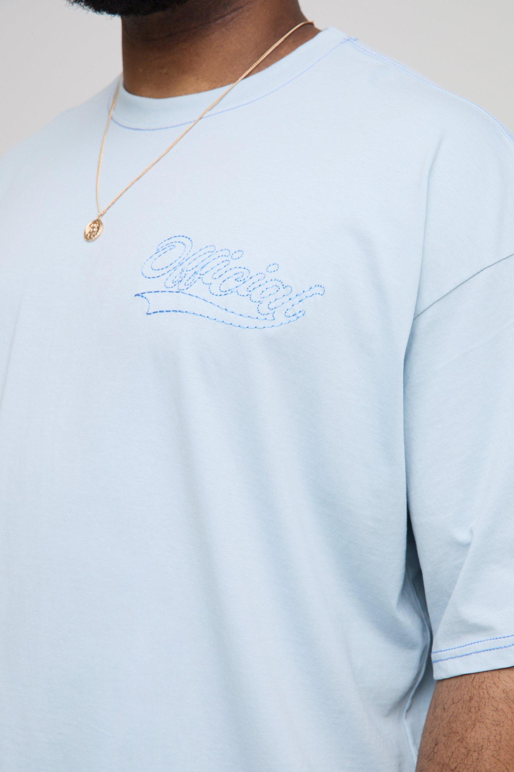 Plus Oversized Boxy Official Contrast Stitch T-Shirt | boohooMAN USA Product Image