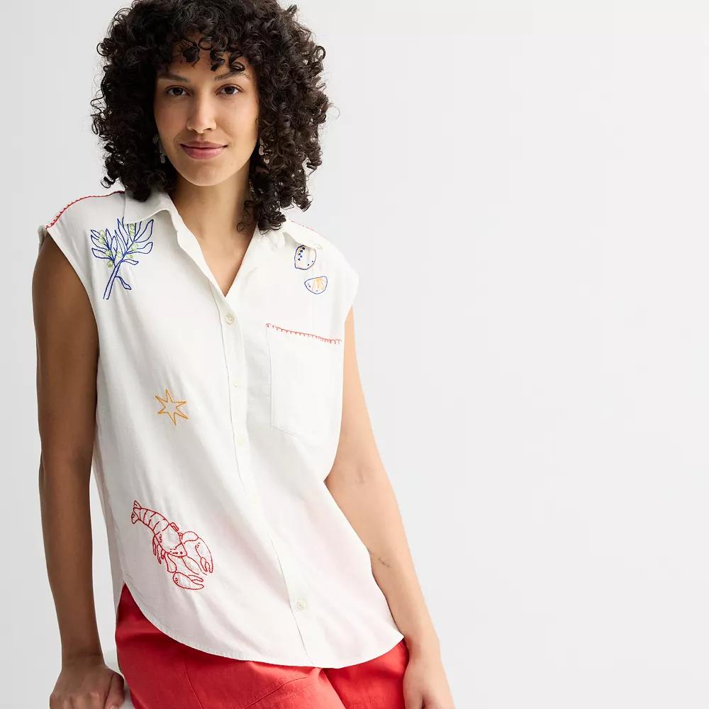 Women's Sonoma Goods For Life® Embroidered Summer Sleeveless Shirt,  Product Image