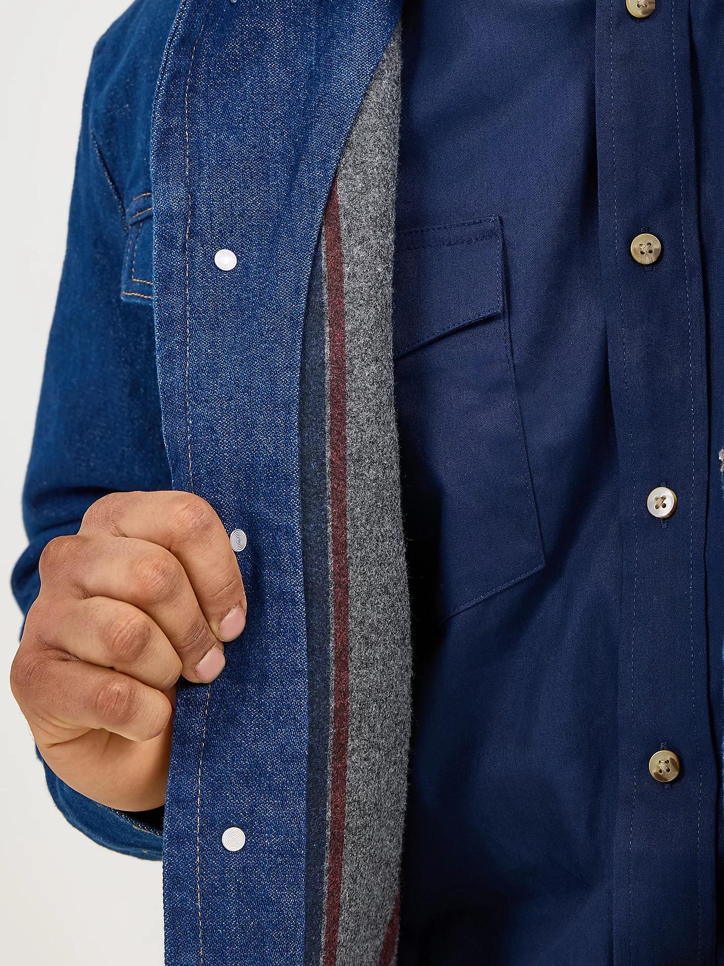 Men's Wrangler® Blanket Lined Corduroy Collar Denim Jacket | Men's JACKETS & OUTERWEAR | Wrangler® Product Image