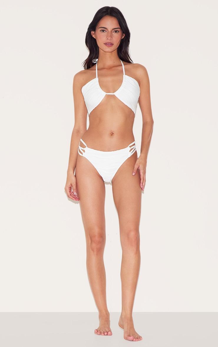 White Textured Halter Neck Bikini Top Product Image