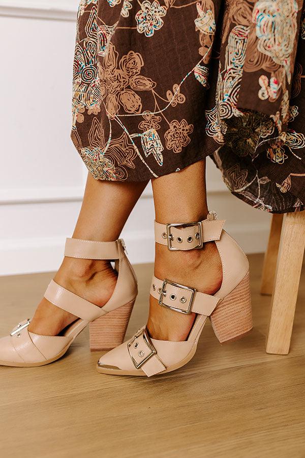 The Charlotte Faux Leather Heel in Iced Latte Product Image