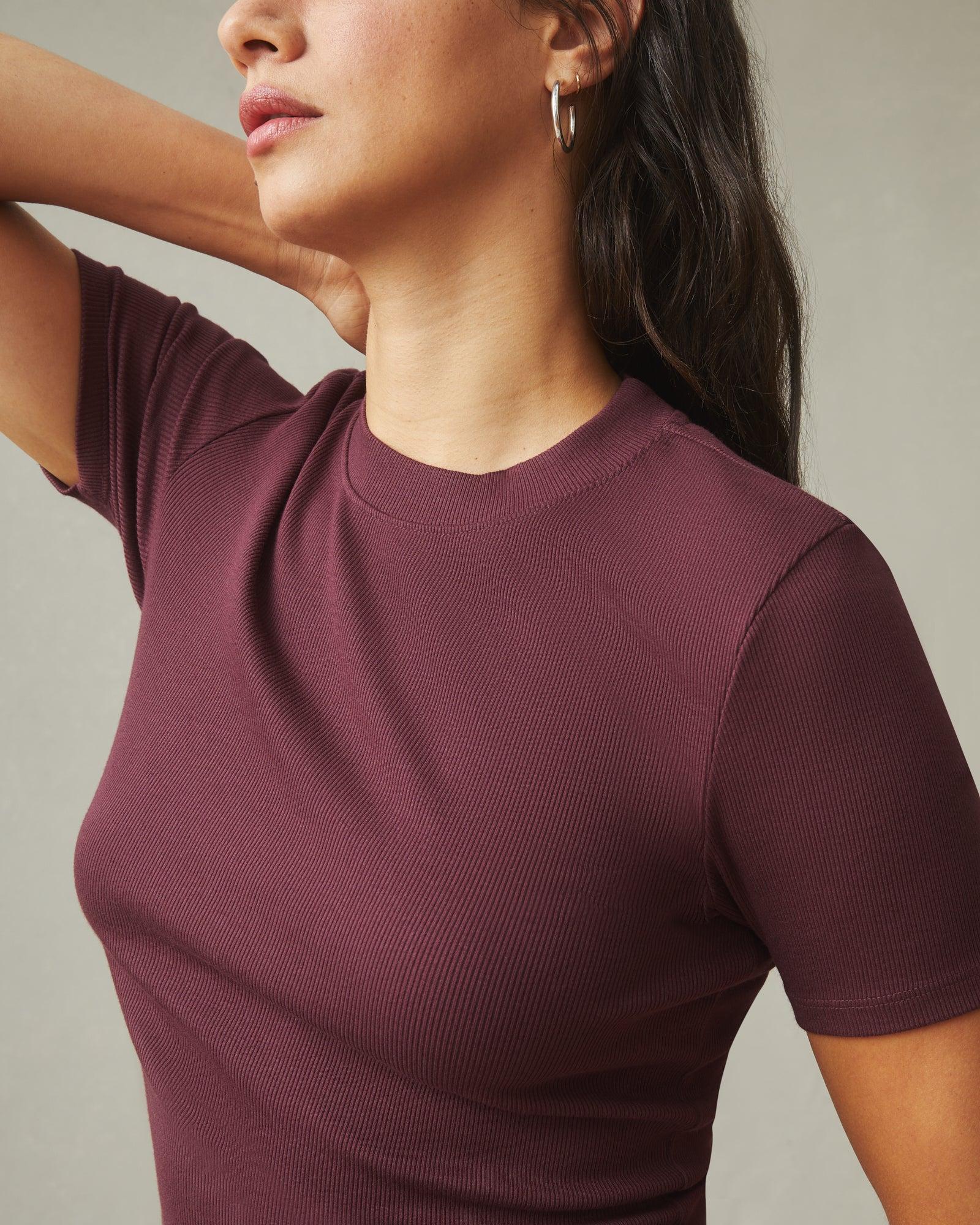 Women's Luxe Rib Crew Tee - Fresh Plum Female Product Image