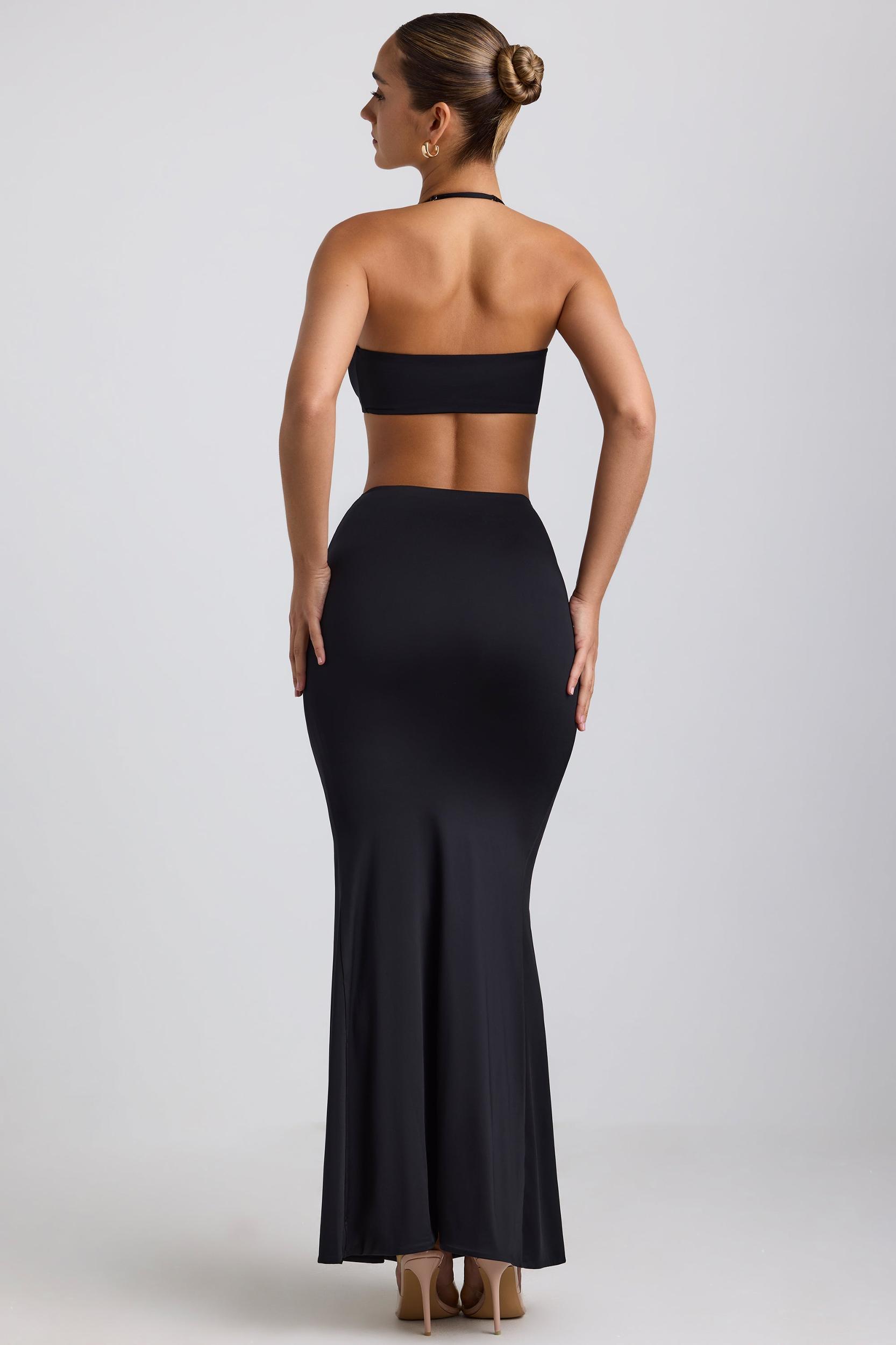 Slinky Jersey Hardware Detail Maxi Skirt in Black Product Image