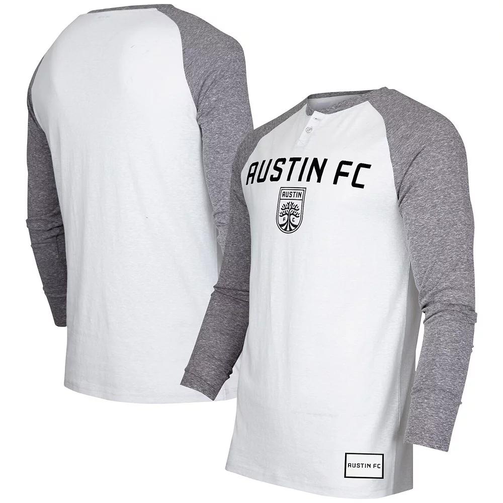 Men's Concepts Sport White/Charcoal Austin FC Concord Henley Raglan Long Sleeve T-Shirt, Size: 2XL, Afc White Product Image