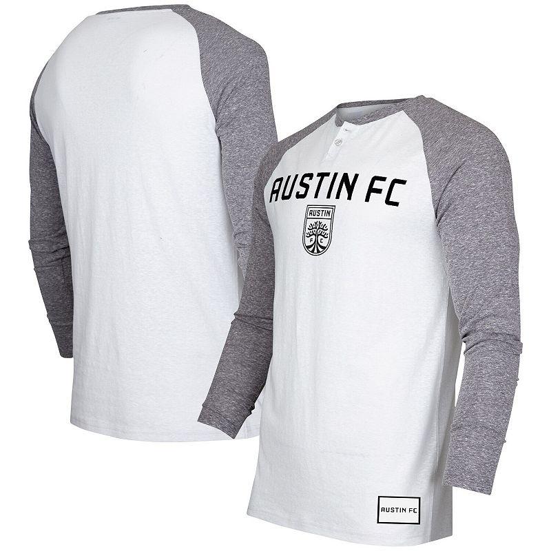 Men's Concepts Sport White/Charcoal Austin FC Concord Henley Raglan Long Sleeve T-Shirt, Size: 2XL, Afc White Product Image