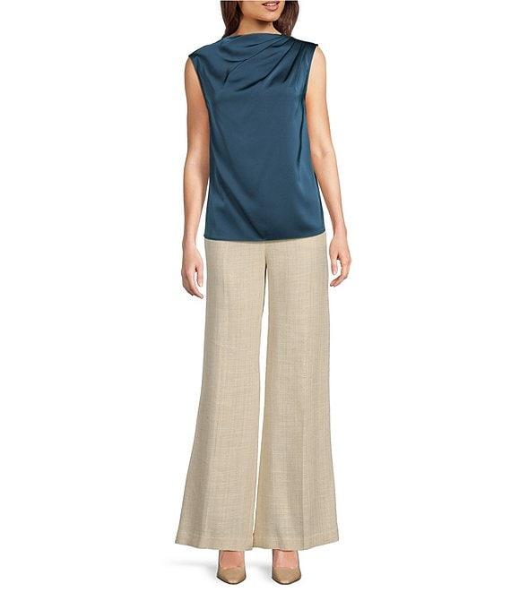 Donna Karan Charmeuse Sleeveless Draped Neck Blouse Product Image