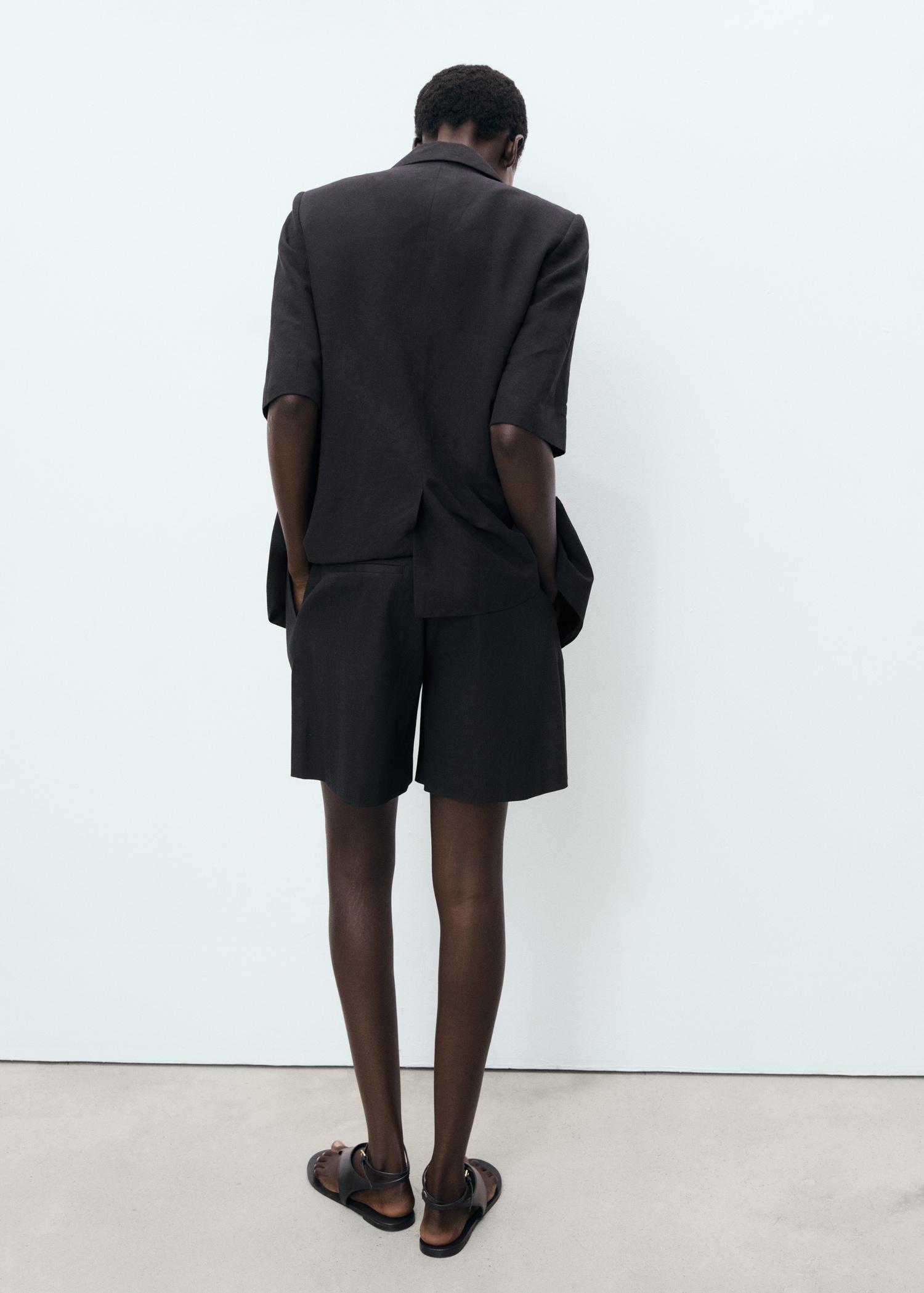 Linen shorts with bow and belt - Women | MANGO USA Product Image