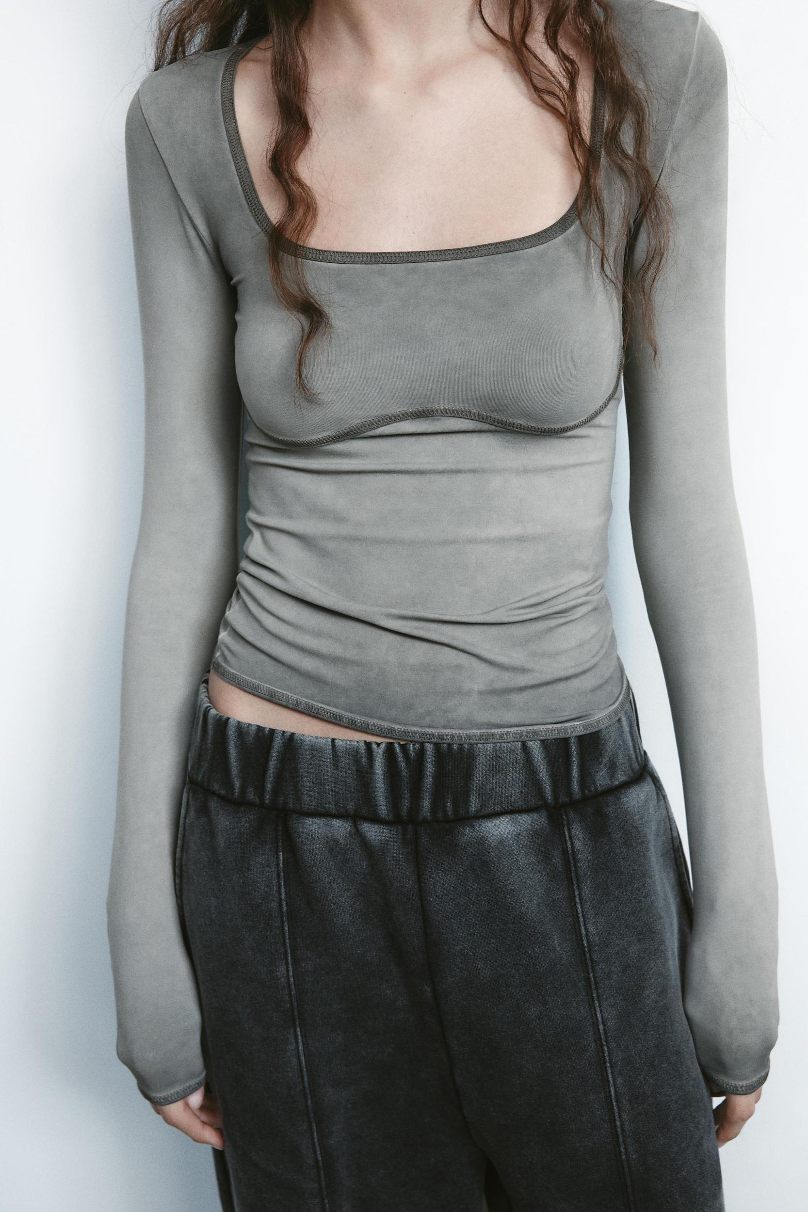 WASHED EFFECT POLYAMIDE T-SHIRT Product Image