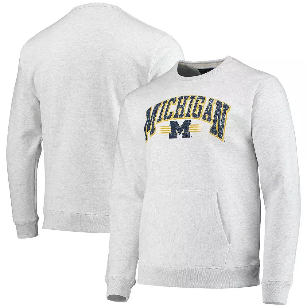 Men's League Collegiate Wear Heathered Gray Michigan Wolverines Upperclassman Pocket Pullover Sweatshirt, Size: Medium, Grey Product Image