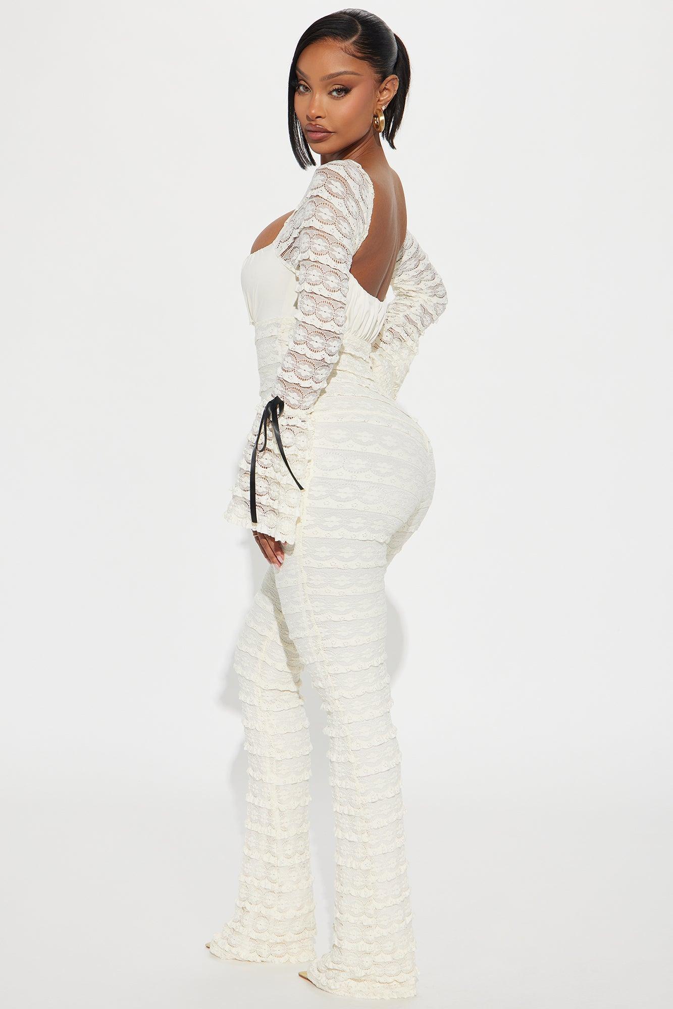 Espresso Lace Jumpsuit - Ivory Product Image