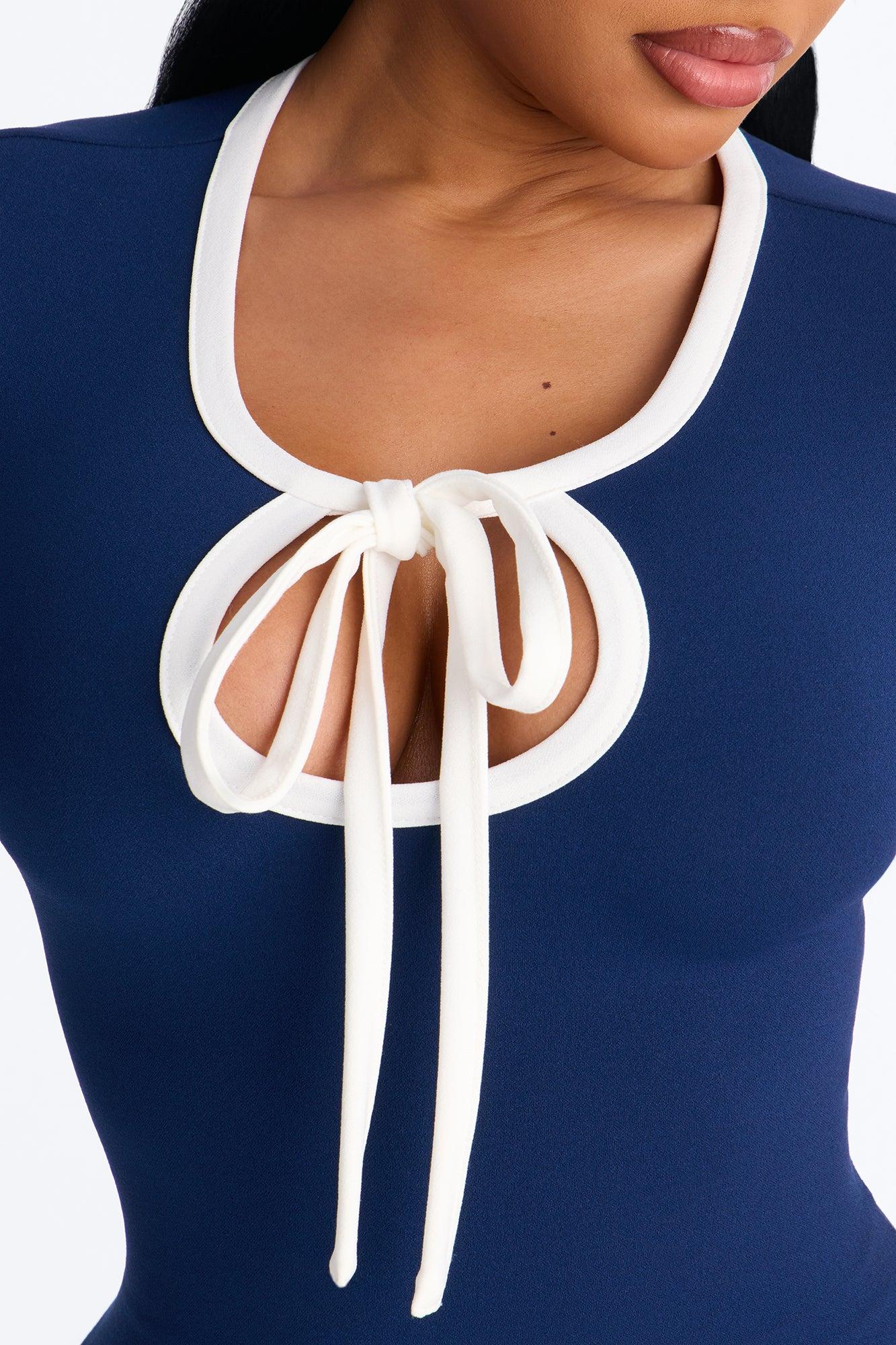 Set The Bar Short Sleeve Midi Dress - Navy Female Product Image