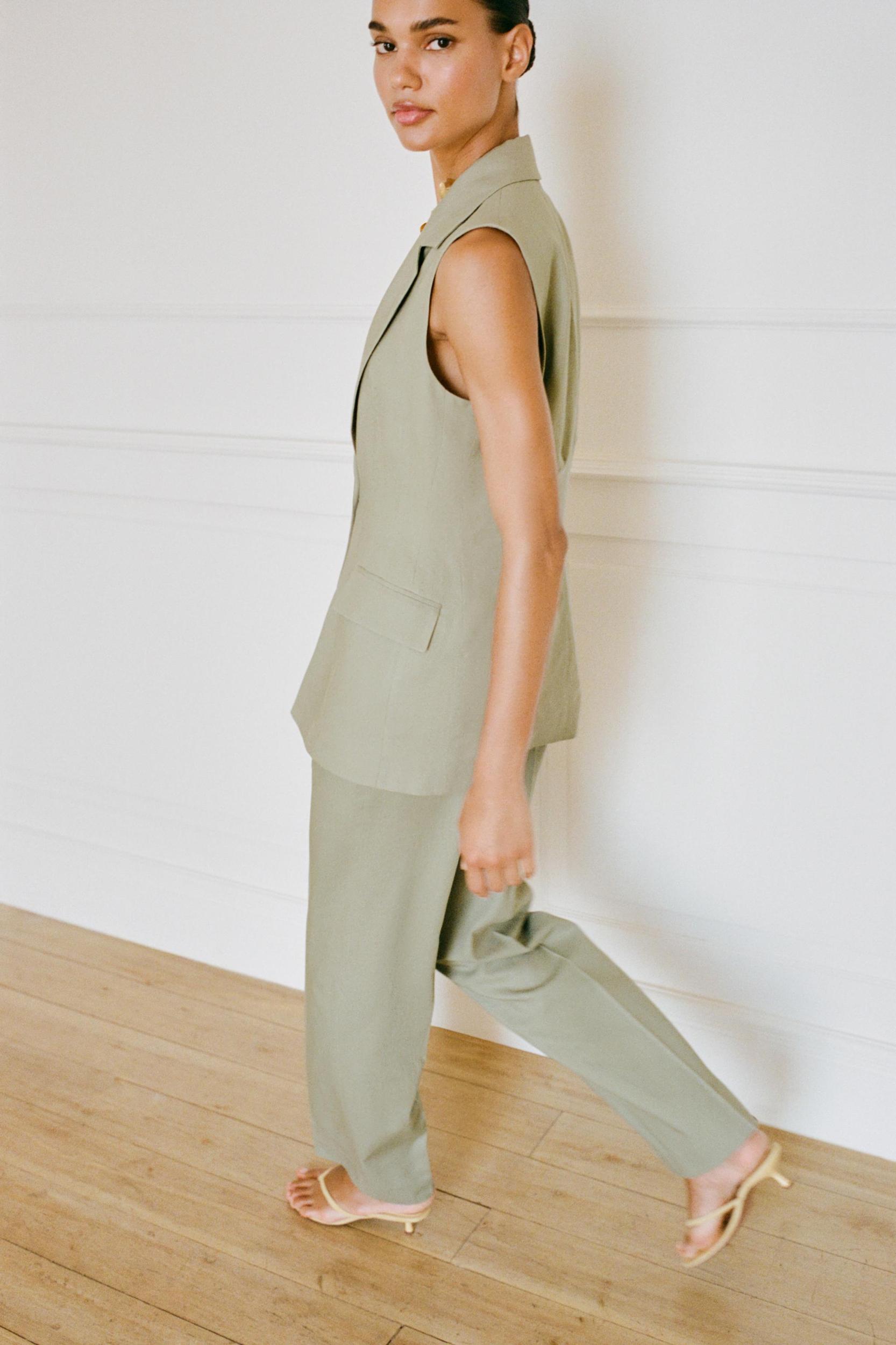 STRAIGHT LEG LINEN PANTS Product Image