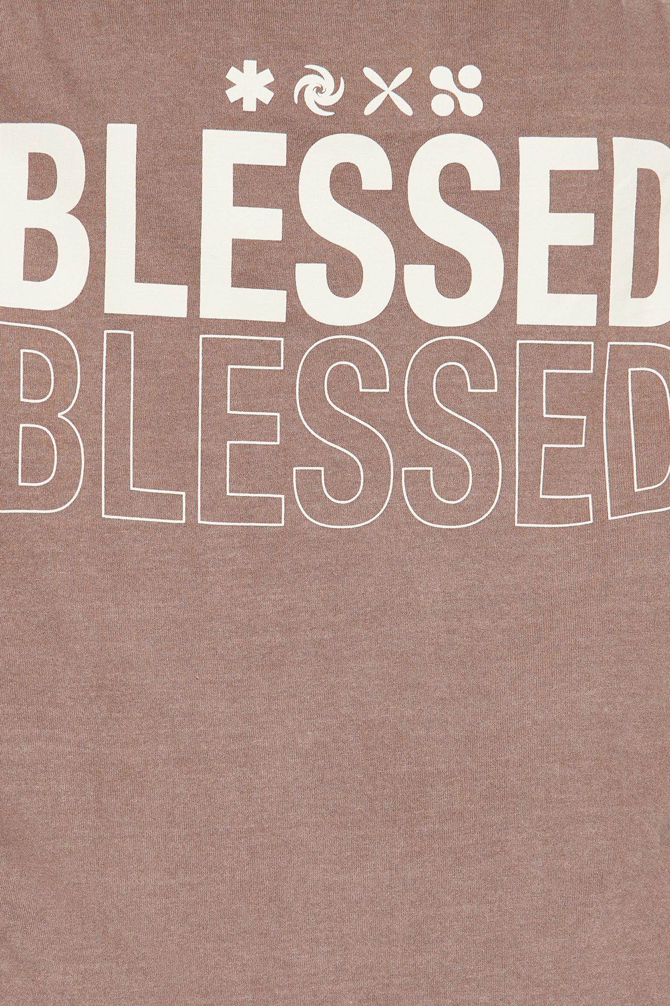 Stay Blessed Washed Oversized Tee - Brown Product Image