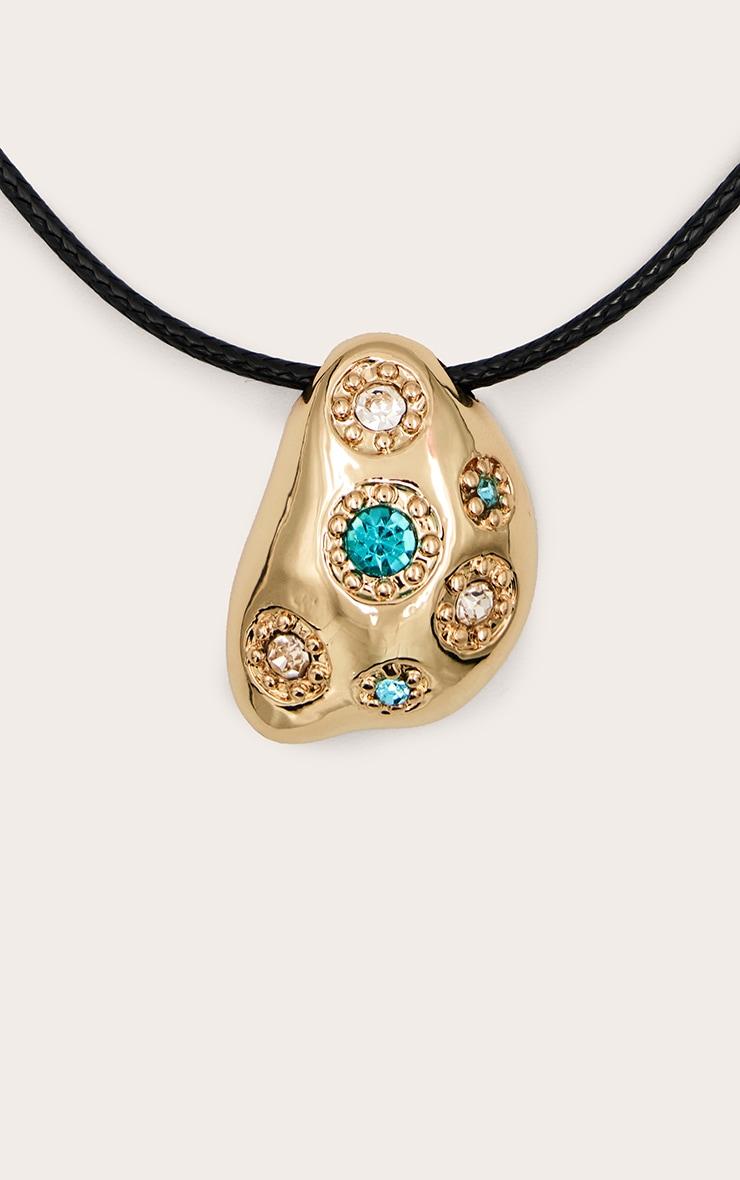 Gold Plated Turquoise Stone Abstract Necklace Product Image