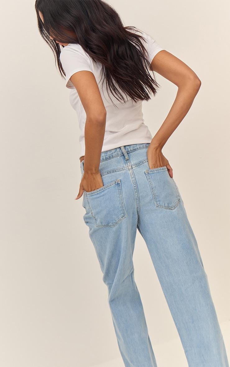 PRETTYLITTLETHING Light Blue Wash High Waist Straight Leg Jeans Product Image