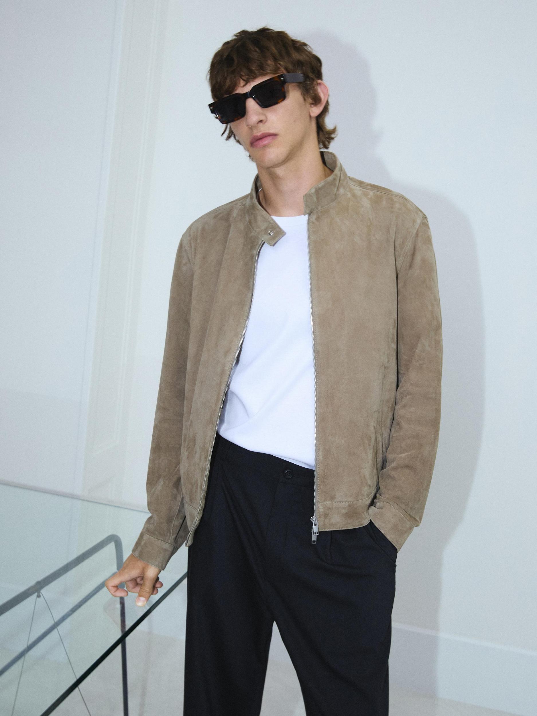 Short suede goatskin jacket Product Image