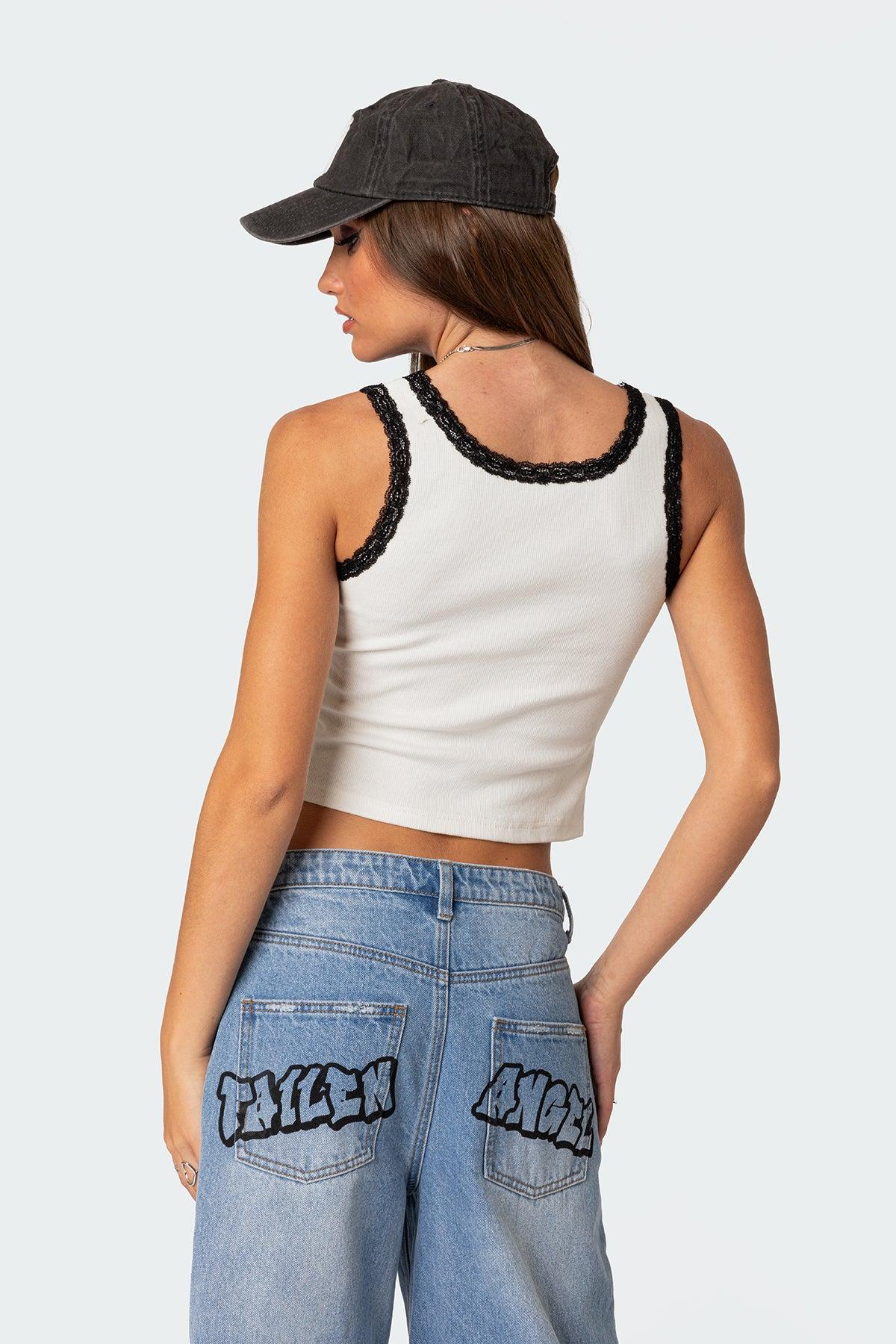 Alix Lacey Ribbed Tank Top Product Image