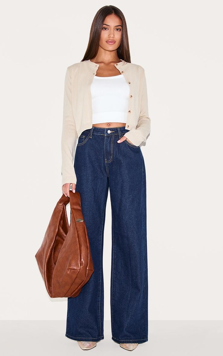 Stone Marl Basic Button Up Knit Cardigan Product Image