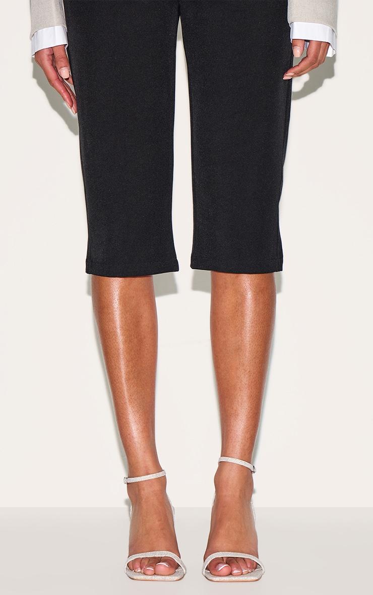 Natural Linen Square Toe Barely There Block High Heel Sandals Product Image