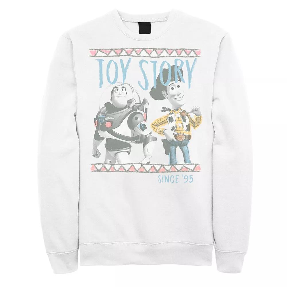 Disney / Pixar's Toy Story Buzz Lightyear And Woody Men's Since '95 Sweatshirt, Size: Medium, White Product Image