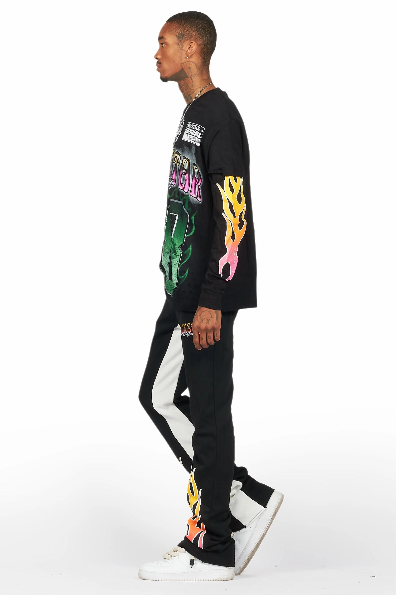 Quito Double Layer T-Shirt/Stacked Baggy Track Pant Set Male Product Image