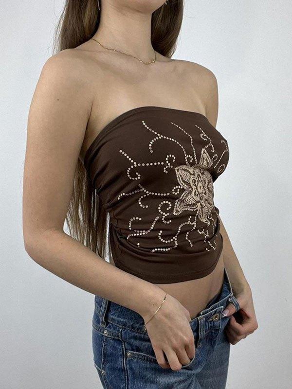 Rhinestone Floral Bandeau Top Product Image