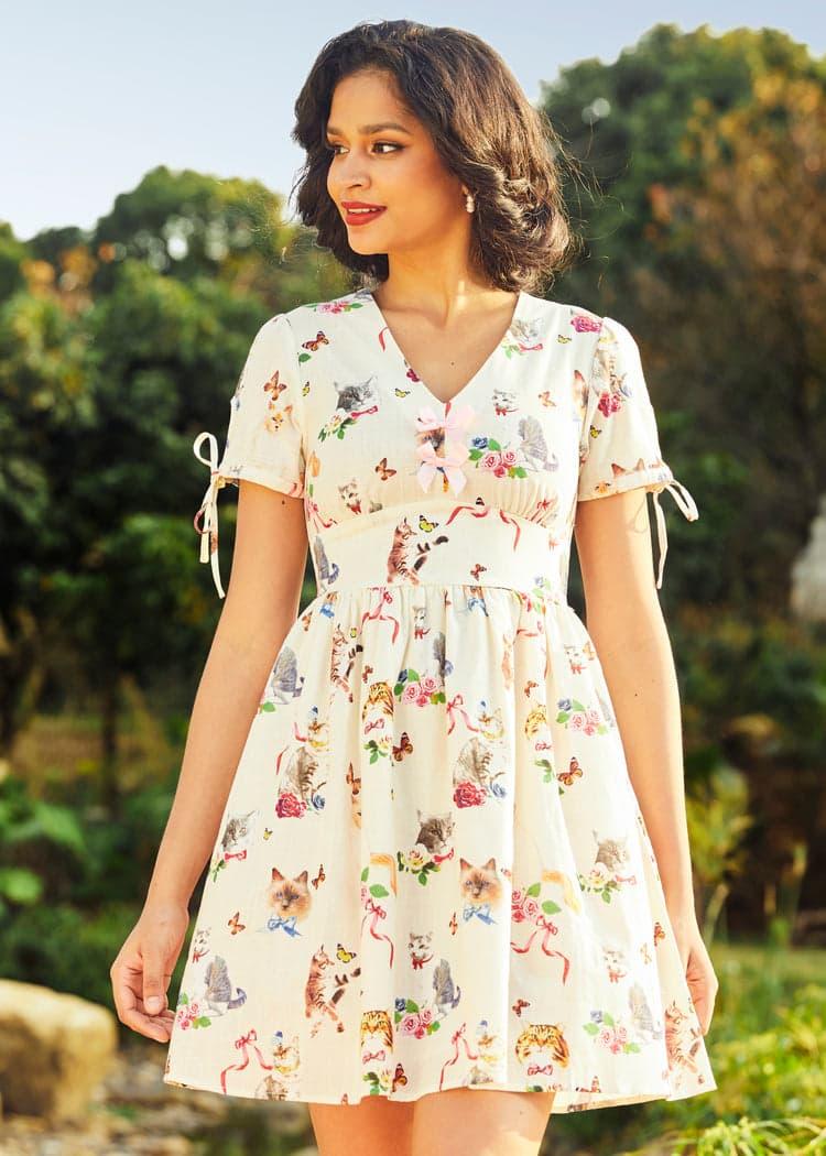 Kitsch Kitty Print Dress Product Image