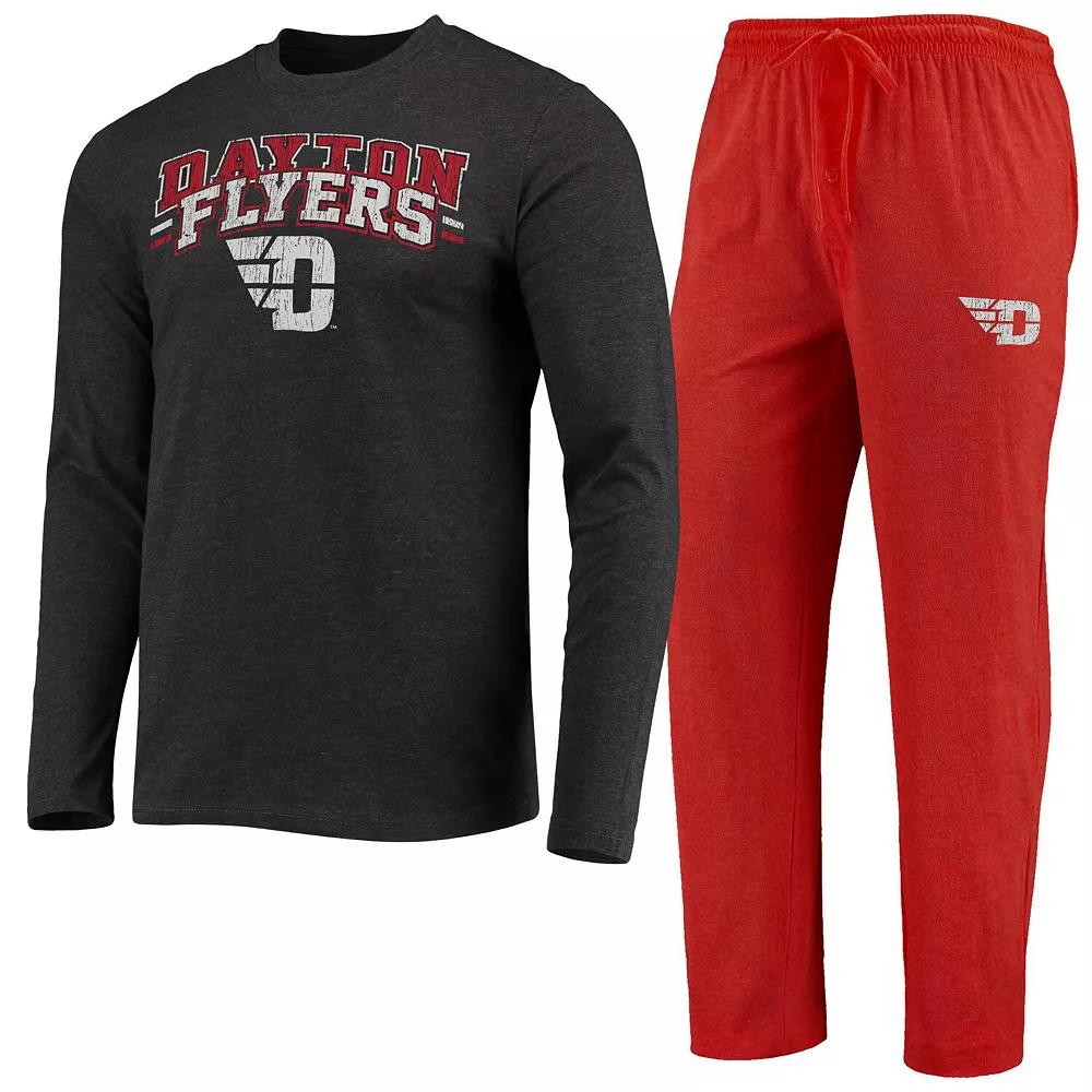 Men's Concepts Sport Red/Heathered Charcoal Dayton Flyers Meter Long Sleeve T-Shirt & Pants Sleep Set,  Product Image