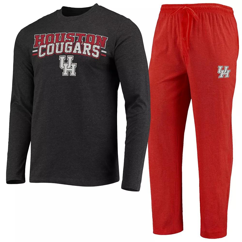 Men's Concepts Sport Red/Heathered Charcoal Houston Cougars Meter Long Sleeve T-Shirt & Pants Sleep Set,  Product Image