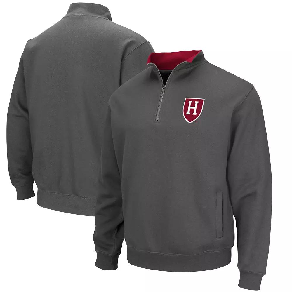 Men's Colosseum Charcoal Harvard Crimson Tortugas Team Logo Quarter-Zip Jacket,  Product Image