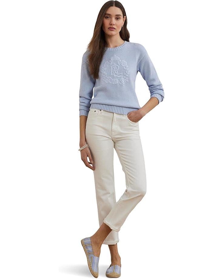 Women's Lauren Ralph Lauren Floral-logo Combed Cotton Sweater Product Image