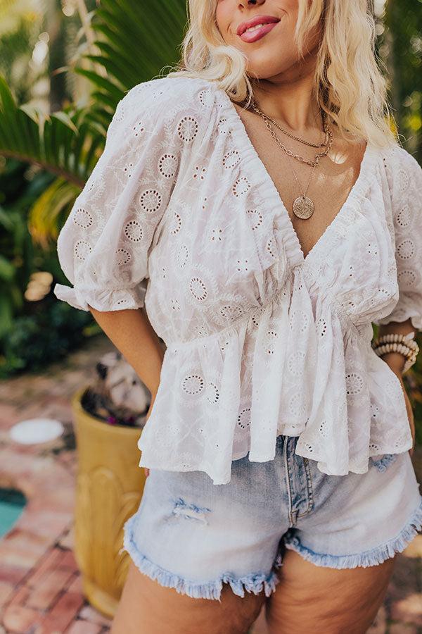 The Next Chapter Eyelet Top In White Curves Product Image