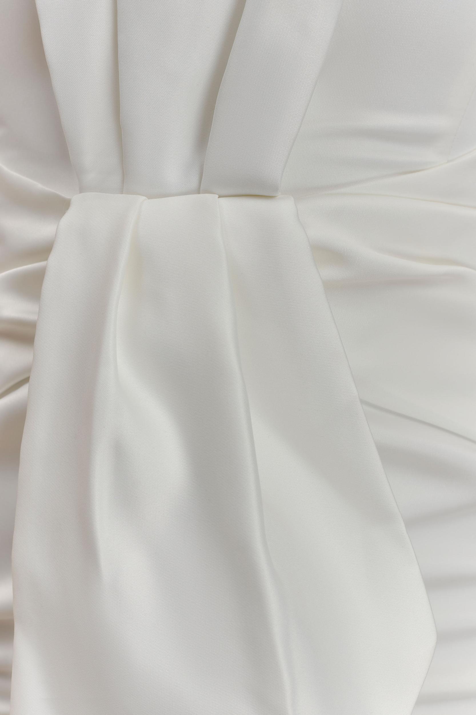 Cyrill Strapless Satin Structured Maxi Dress - White Product Image