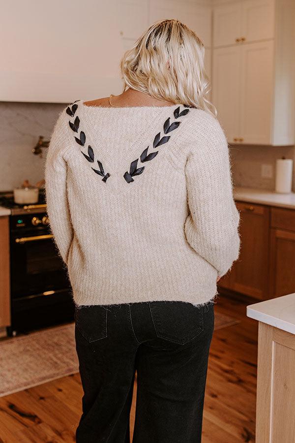 Soft Smile Eyelash Knit Sweater Top in Black Ribbon Curves Product Image