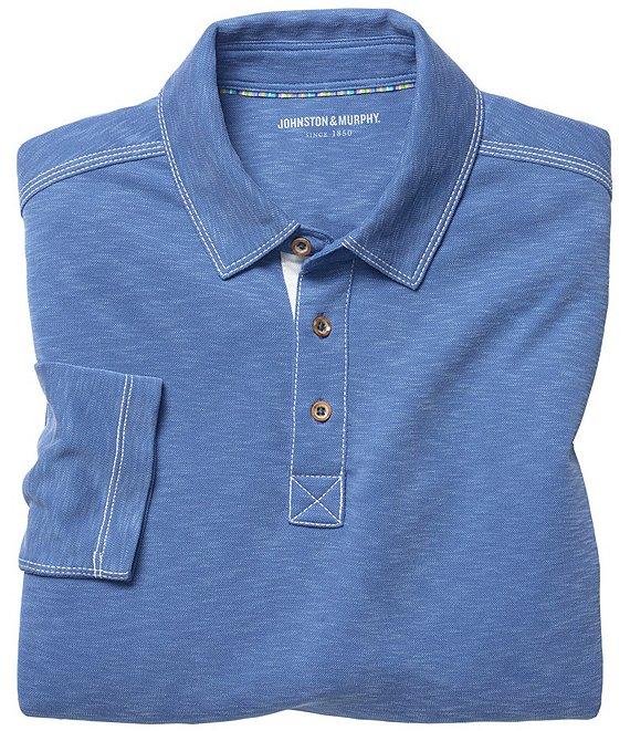 Johnston & Murphy Vintage Slub Long-Sleeve Polo Shirt Product Image