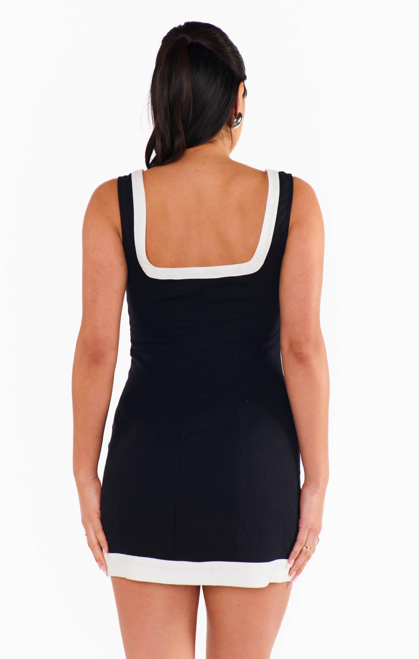 Coco Dress ~ Black and White Linen Product Image