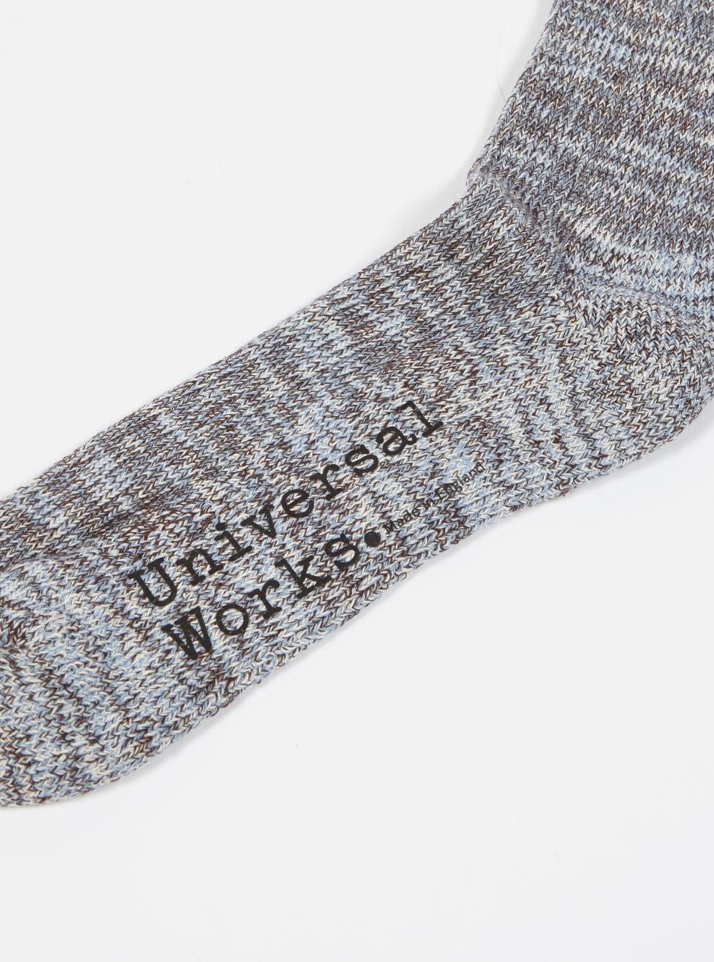 Universal Works Everyday Stripe Sock in Cornish Blue Cotton Product Image