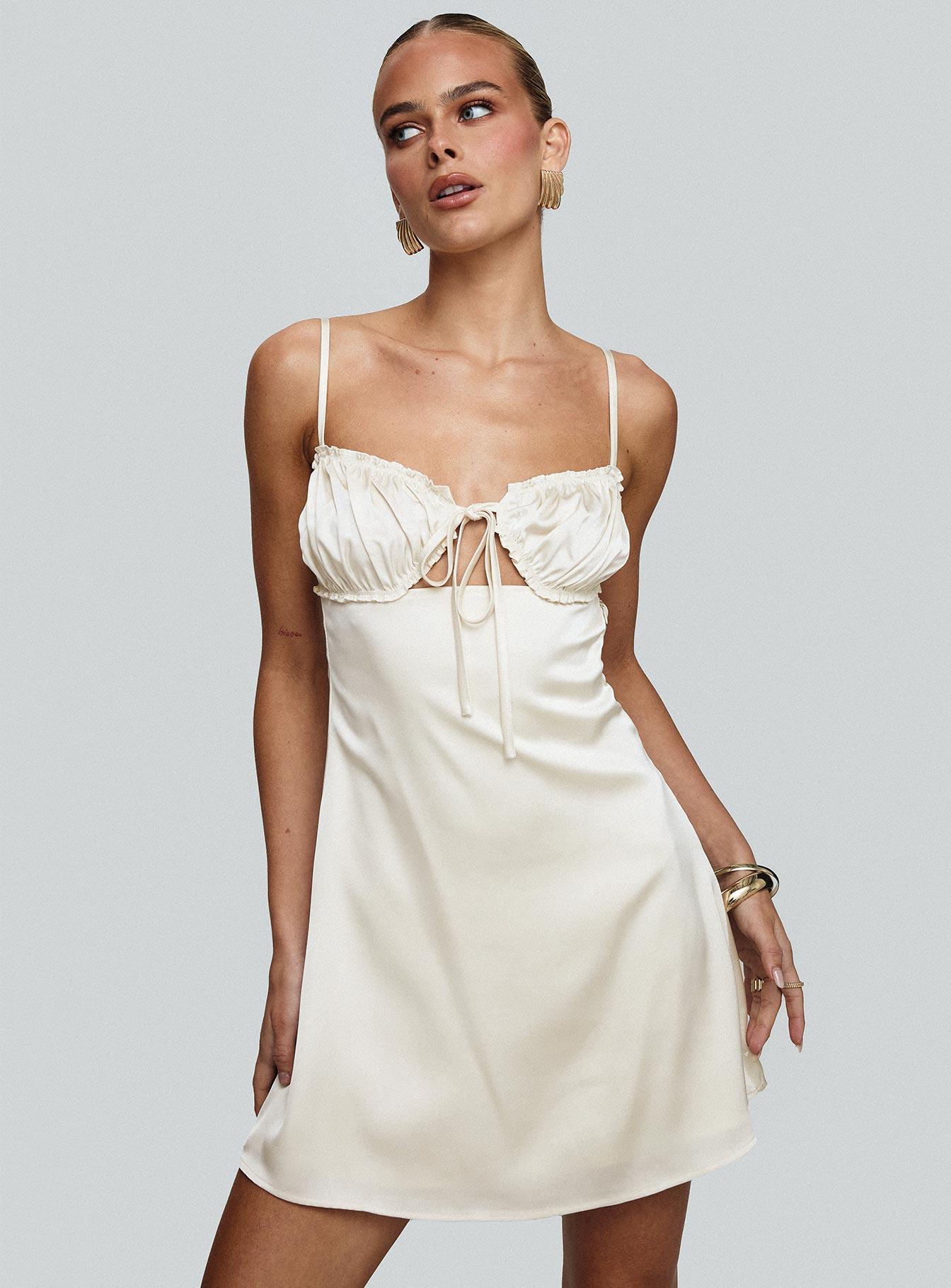 Decipher Satin Mini Dress Ivory Product Image
