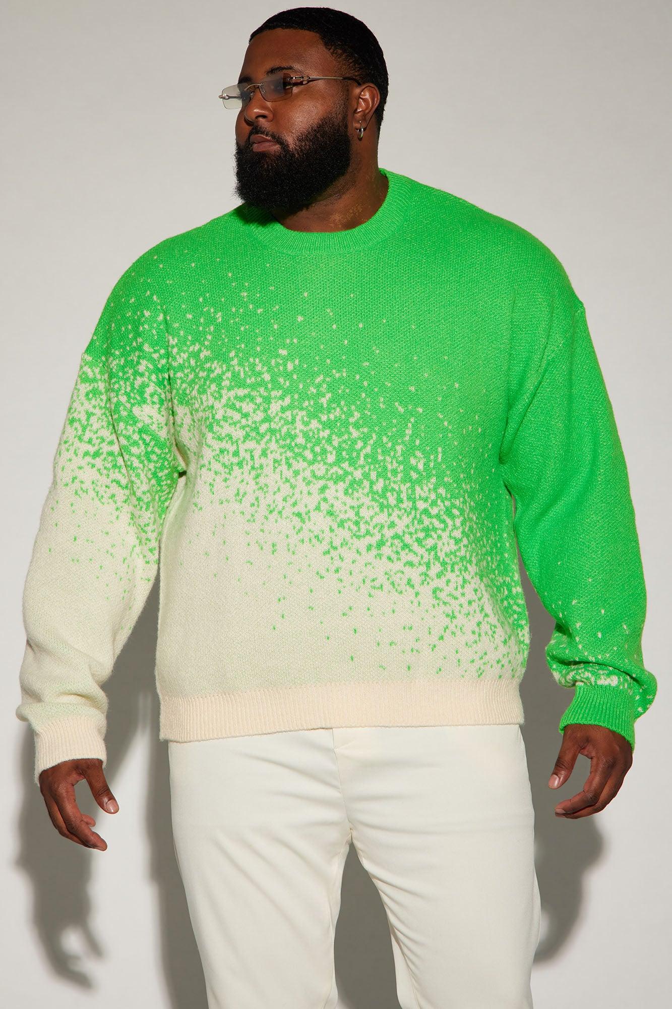 Two Tone Crewneck Sweater - Green/combo Male Product Image