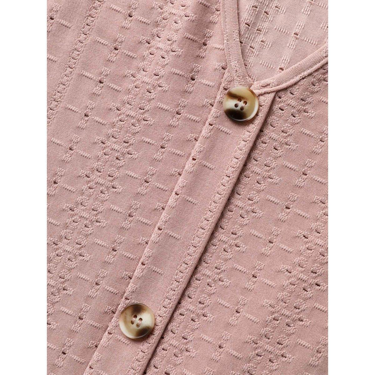 Plus Size V Neck Button Detail Sleeveless Drawstring Dress Dirtypink Women Casual Texture V-neck Sleeveless Curvy BloomChic 18-20/2X Product Image