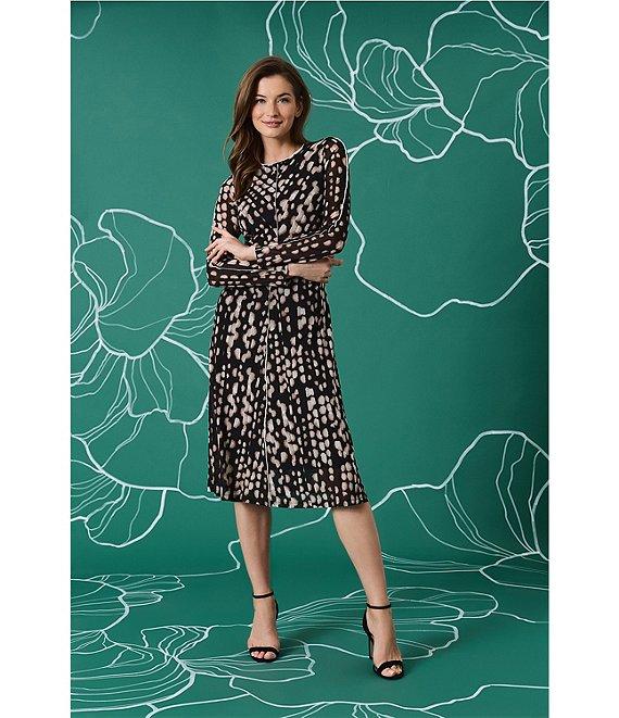 Maggy London Long Sleeve Printed Mesh Midi Dress Product Image