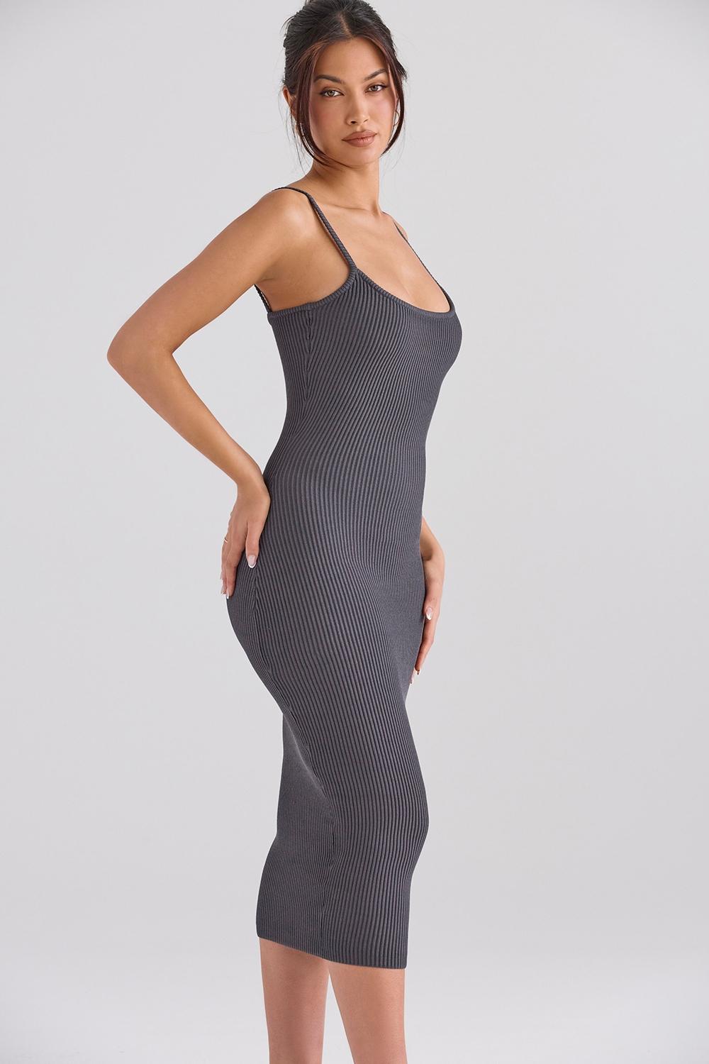 Meliora  charcoal knit midi dress - sale Product Image