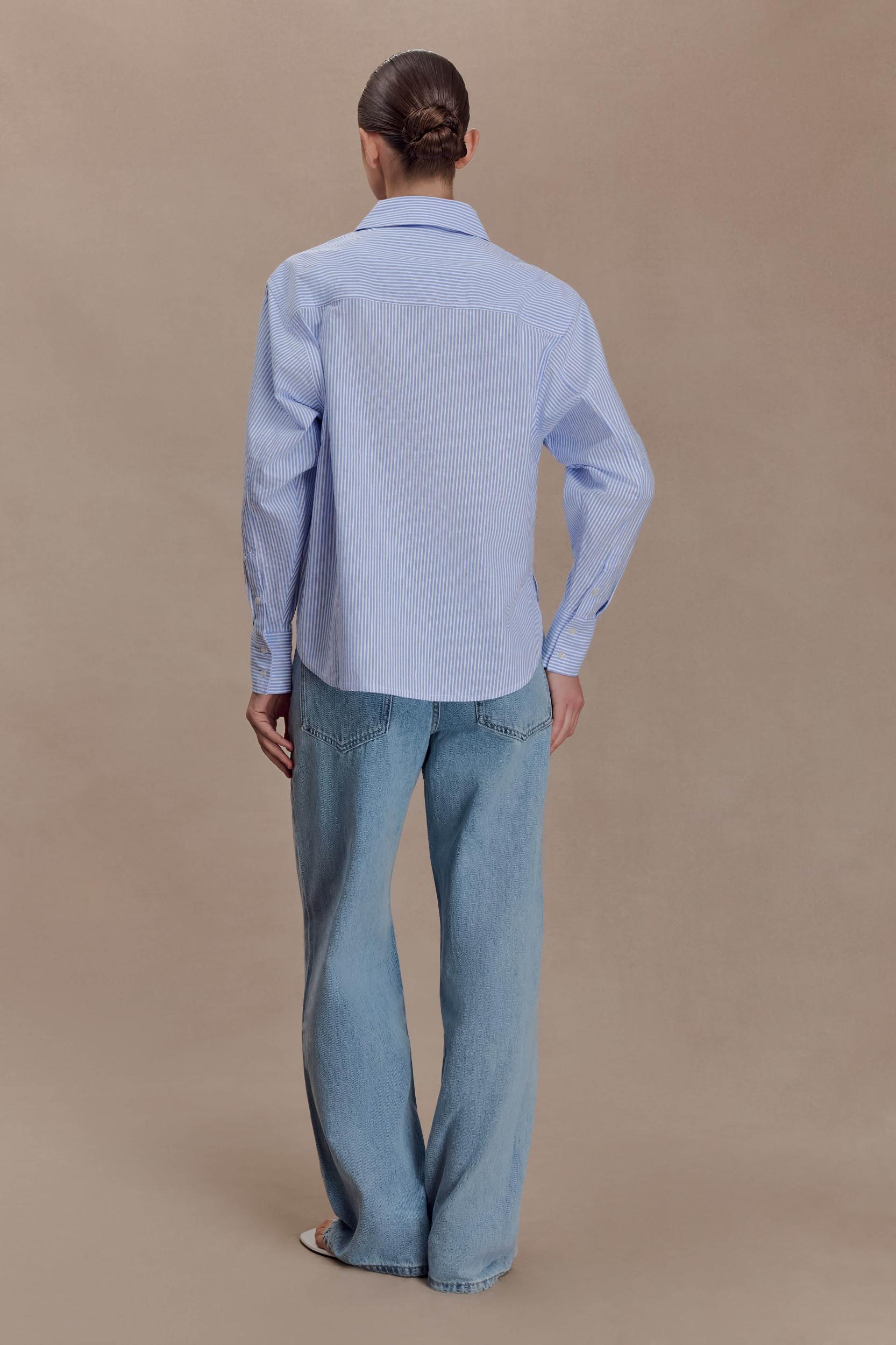 Hansen Oversized Shirt - Blue Pinstripe Product Image