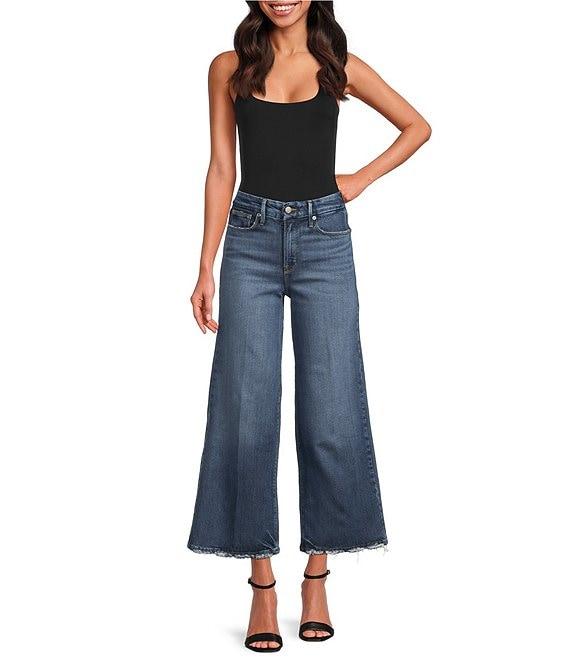 Good American Soft Tech Good Waist High Rise Cropped Palazzo Jeans Product Image