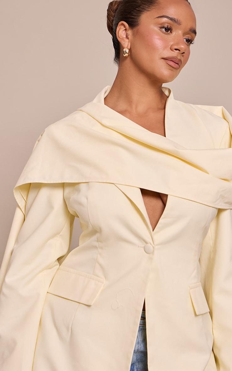 Shape Butter Cream Scarf Detail Cinched Blazer Product Image