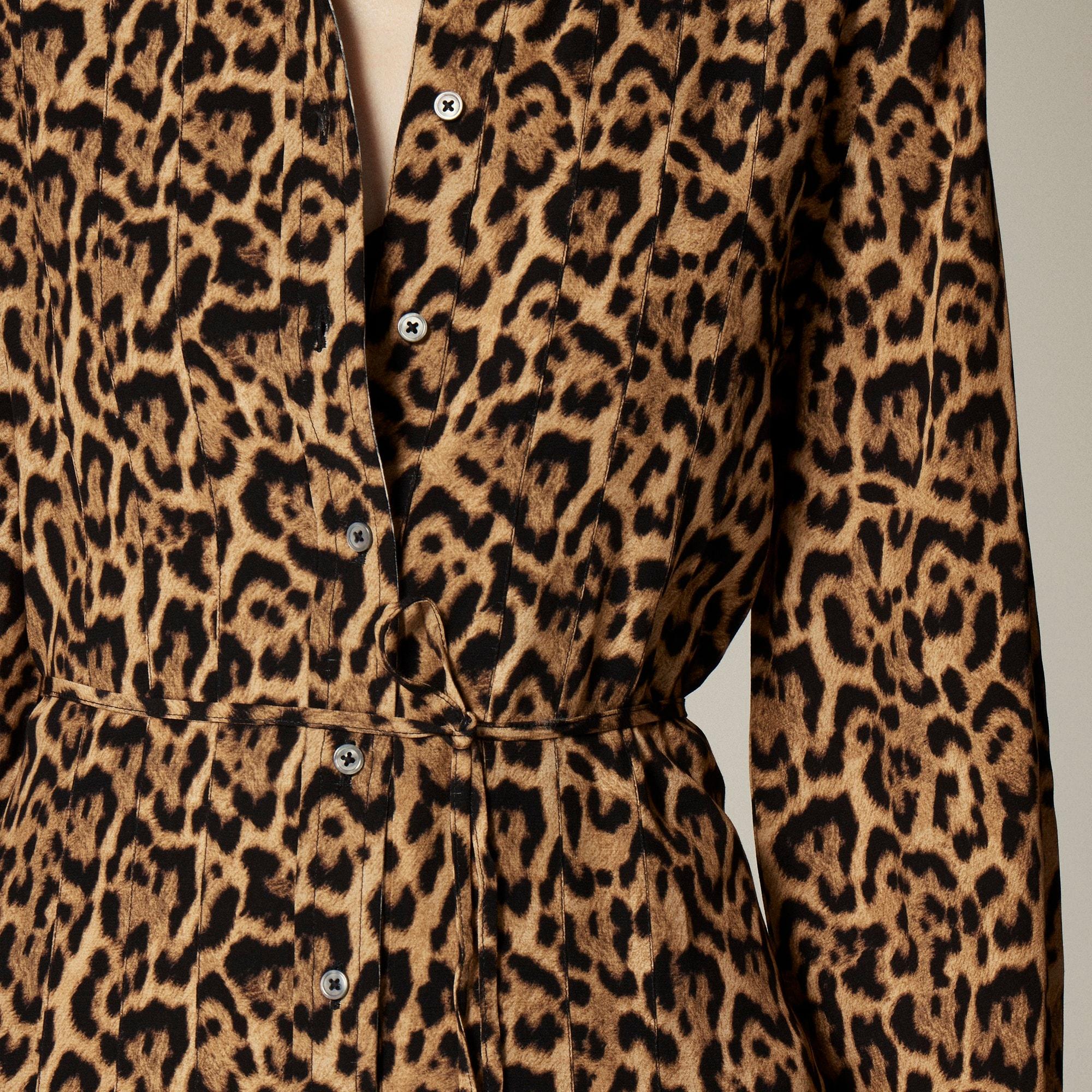 Drapey pleated shirtdress in leopard print Product Image