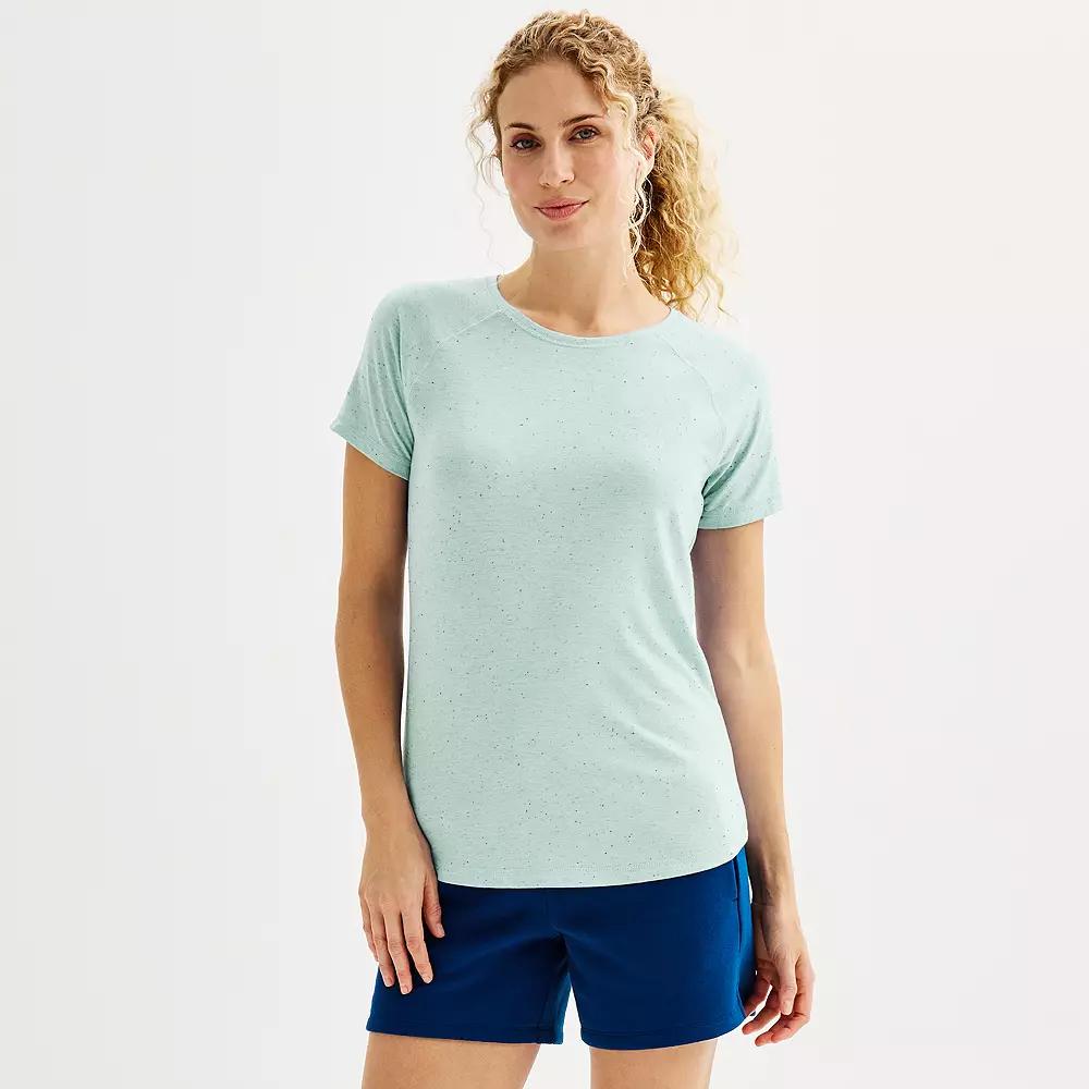 Petite Tek Gear® Core Raglan Tee, Women's, Size: Medium Petite, Hail Blue Speckle Product Image